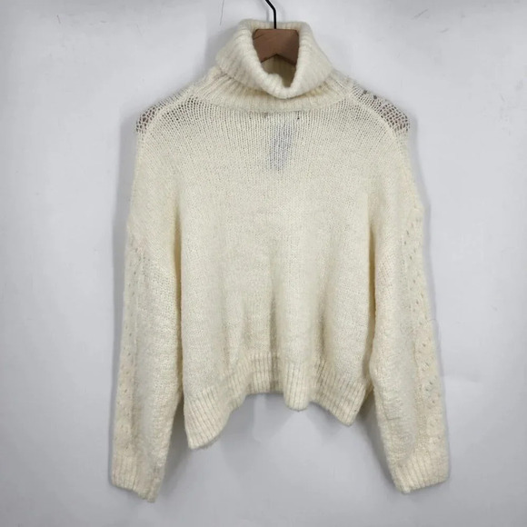 Lulu's Women's Thats the Point Ivory Pointelle Knit Turtleneck Sweater Sz XL NWT - Picture 2 of 12